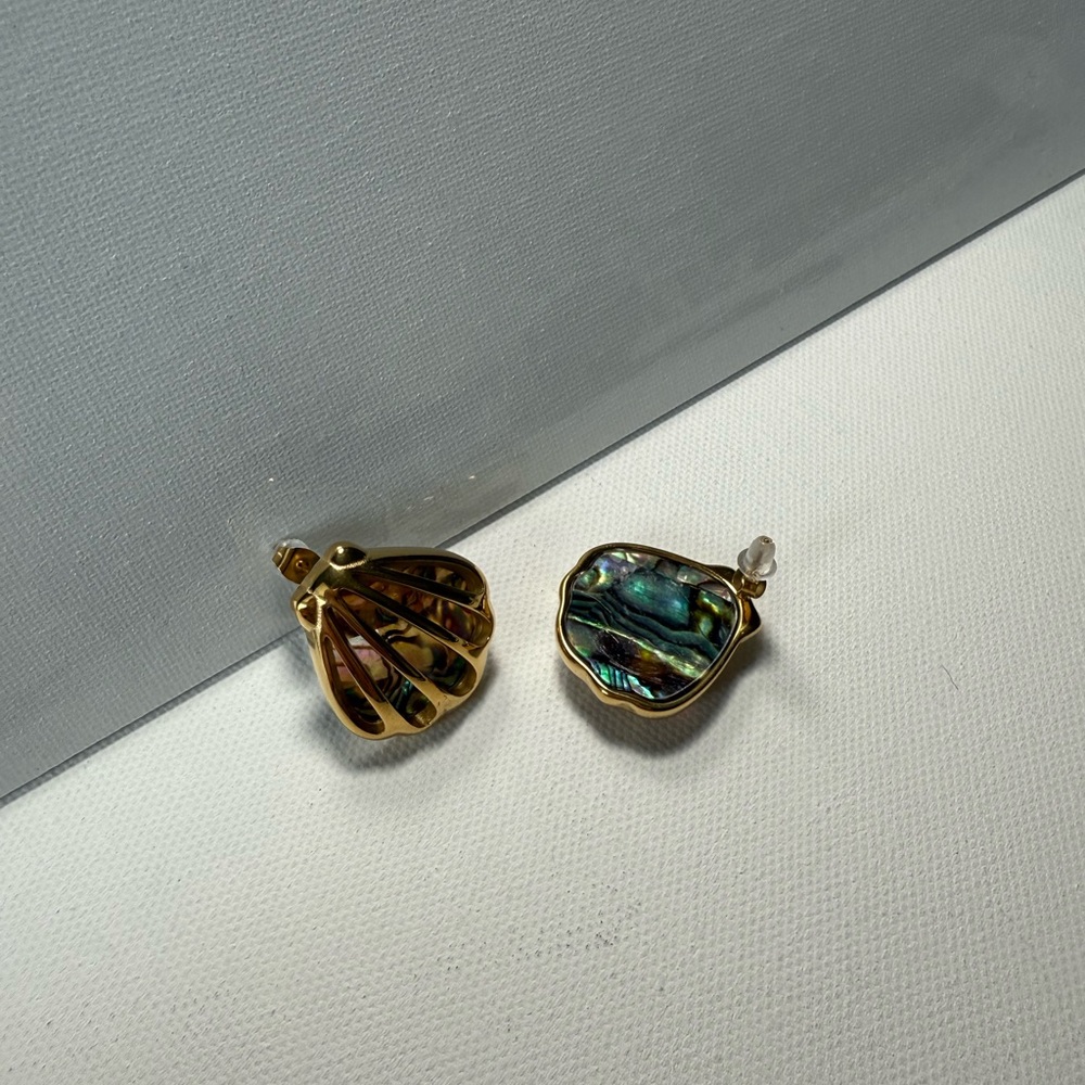 Ocean Shell Colored Earrings 18K Gold Color Plated Stainless Steel - Picture 12 of 12